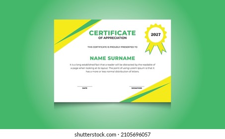Professional Certificate Template Design for Print, Creative certificate template with Flat design