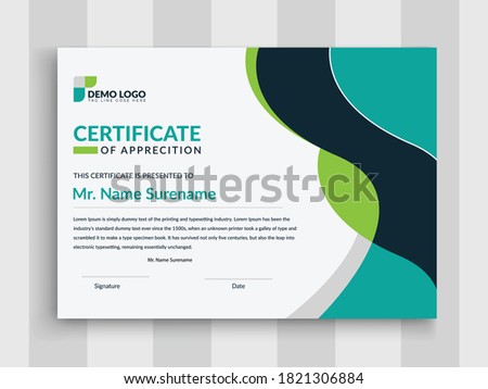 Professional Certificate Template Design for Print,Modern certificate template with horizontal Illustration in A4 size pattern.