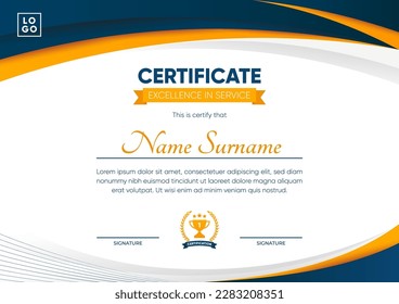 Professional Certificate Template Design with Wavy Gradient Style