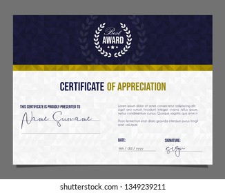 Professional certificate. Template diploma with luxury and modern pattern background. Achievement certificate.
