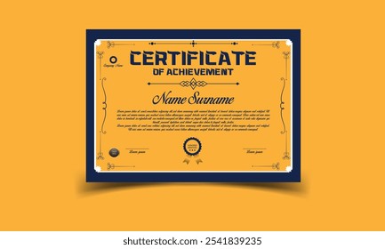 Professional Certificate Template Elegant Design for Achievements