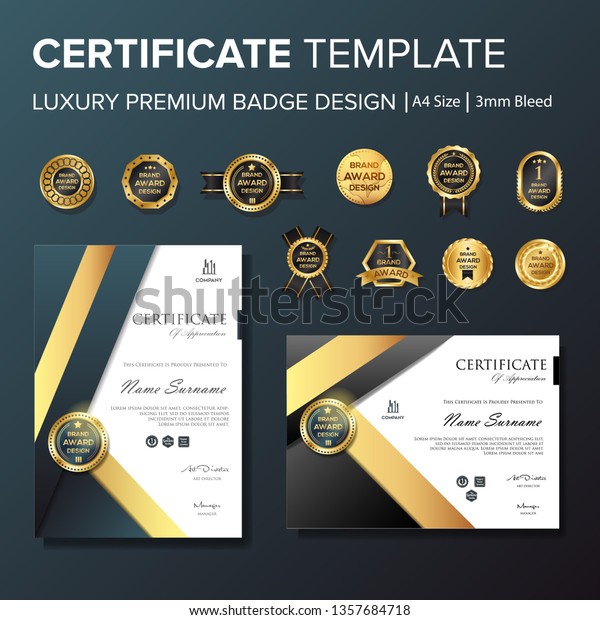 Professional Certificate Template Premium Badge Multipurpose Stock