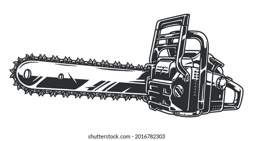 Professional chainsaw vintage concept in monochrome style isolated vector illustration