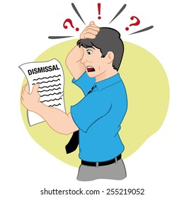 Professional character illustration receiving a statement of resignation. Ideal for training and institutional information.