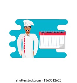 professional chef with calendar reminder