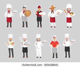 Professional Chef Characters, Restaurant staff Vector illustration cartoon character.