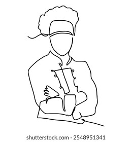 Professional Chef Decoration Vector Line Art Graphic Design