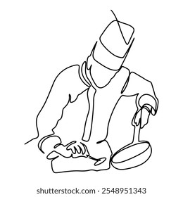 Professional Chef Decoration Vector Line Art Graphic Design