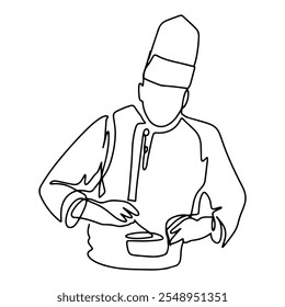 Profissional Chef Decoração Vetor Linha Arte Design Gráfico
