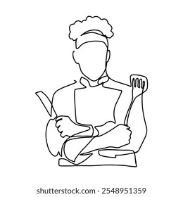 Professional Chef Decoration Vector Line Art Graphic Design