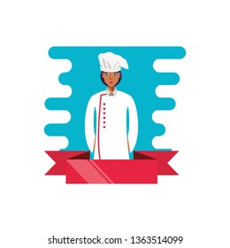 professional chef female with ribbon