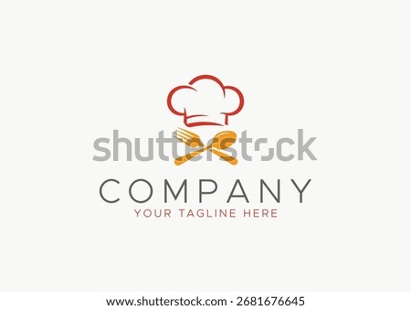 Professional Chef Hat with Crossed Spoon and Fork vector Logo Design