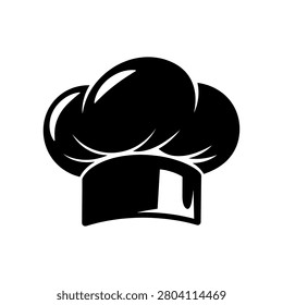 Professional chef hat icon for restaurant branding. A stylized black silhouette of a classic puffed toque blanche culinary hat. Ideal for restaurant logos, cooking class advertisements, catering menus, and bakery branding.