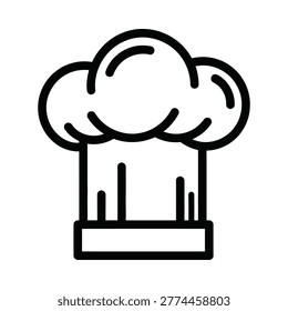 Professional chef hat toque outline icon with chef gear culinary arts cook hat