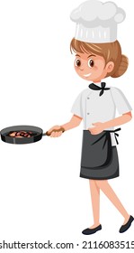 A professional chef holding pan illustration