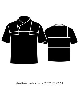 Ilustración vectorial de Profesional de la silueta de la chaqueta del cocinero con el cuello de doble pecho para la Plantilla uniforme culinaria del diseño de la identidad de la marca de la ropa de la moda