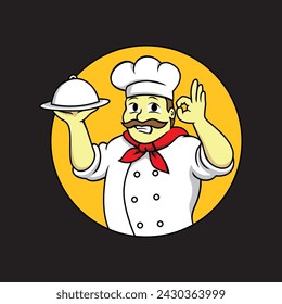 professional chef mascot design. baker cartoon, sign and symbol.