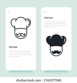 Professioneller Küchenchef mit Schnurrbart-Icon. Flaches design, Vektorgrafik.