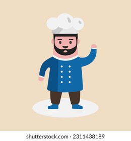 A professional  chef ready for cook.Male chef character wearing uniform.