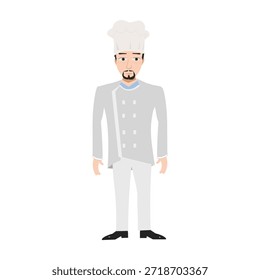Profesional chef de pie en Ilustración vectorial uniforme