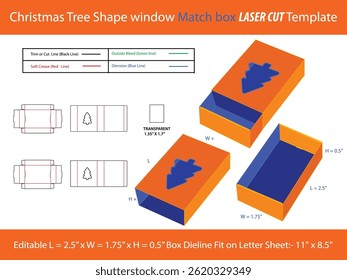 Profissional Christmas Tree Shape janela Match box LASER CUT Template