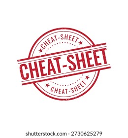 Professional circular red cheat sheet rubber stamp with star elements for educational quick reference guides