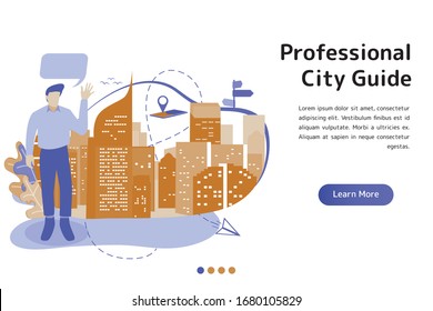 Professional city guide vector illustration for homepage