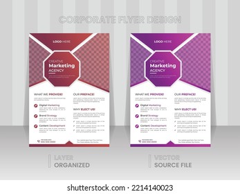 Professional Clean And Bold Business Flyer Template, Modern Corporate Brochure Cover Design With Geometric Shapes, Trendy Gradient Colorful Layout Design, Creative Banner With Powerful Content