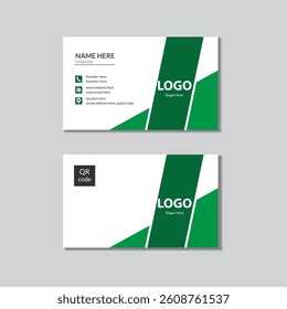 professional and clean business card design white and green color