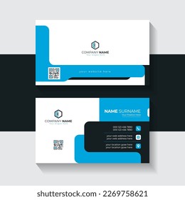 Professional and clean business card template with dark and blue color design