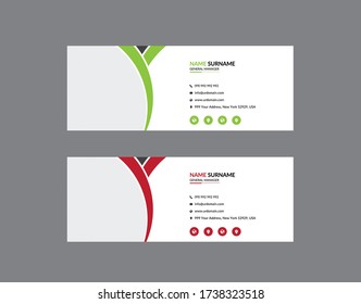 professional clean business email signature template for your corporate or company with green and red color design.