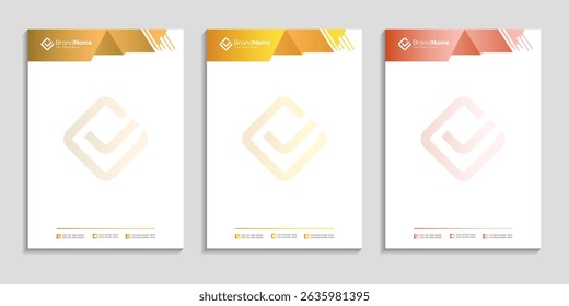 Professional clean business letterhead template design set to three color variation with color gradient for any business