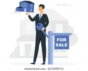 Un Diseño gráfico profesional y limpio probablemente con Elementos inmobiliarios, posiblemente para un agente inmobiliario o negocio inmobiliario, utilizando una paleta de colores vibrantes.