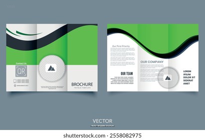 Professional clean modern and corporate trifold brochure template, three fold cover page, three fold brochure background layout design