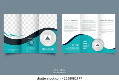 Professional clean modern and corporate trifold brochure template, three fold cover page, three fold brochure background layout design