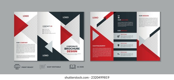 Professional clean modern and corporate various colorful unique trifold brochure template, three fold cover page, three fold presentation, bifold brochure layout design with mockup