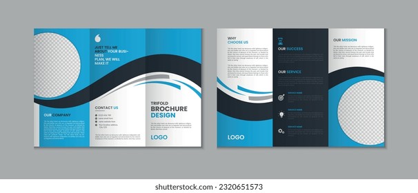 Professional clean modern and corporate various colorful unique trifold brochure template, three fold cover page, three fold presentation, bifold brochure layout design with mockup
