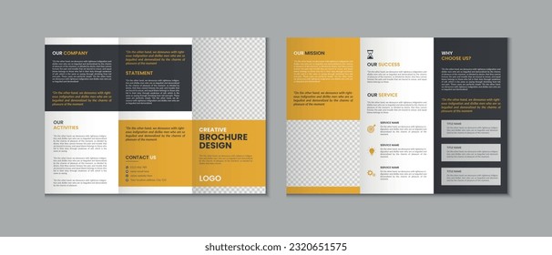 Professional clean modern and corporate various colorful unique trifold brochure template, three fold cover page, three fold presentation, bifold brochure layout design with mockup
