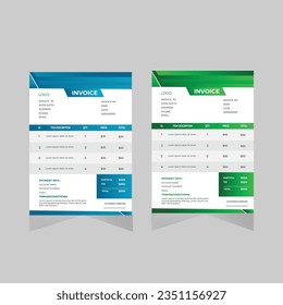 Professional, clean and modern invoice design template. Just drop in your own pictures and texts, and it’s ready for print.