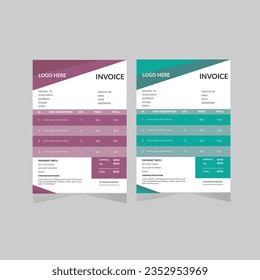 Professional, clean and modern invoice design template. Just drop in your own pictures and texts, and it’s ready for print.