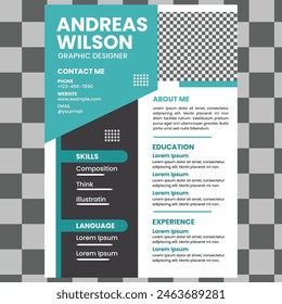 Professional Clean Modern Resume and Cover Letter Layout Vector Template for Business Job Applications