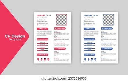 Professional Clean Modern Resume design template for Business Job Applications, Minimalist resume cv template,cv design 