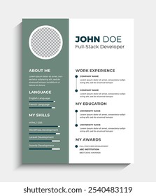 Professional Clean Resume CV Template Design