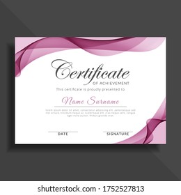 Professional Clean Simple Certificate Template Wave Design