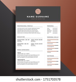 Professional Clean Simple Resume CV Template Design