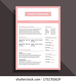 Professional Clean Simple Resume CV Template Design