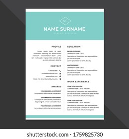 Professional Clean Simple Resume CV Template Design