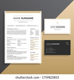 Professional Clean Simple Resume CV And Business Card Template Design Set