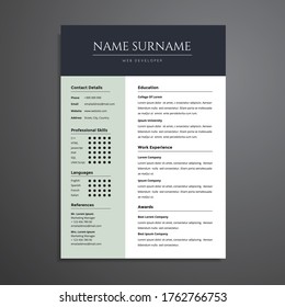 Professional Clean Simple Resume CV Template Design For Business