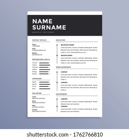 Professional Clean Simple Resume CV Template Design For Business